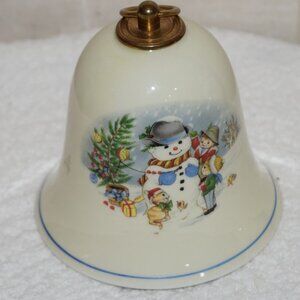 VTG Trim Shoppe Germany White Christmas 1994 Ornament Musical Bell Porcelain M7